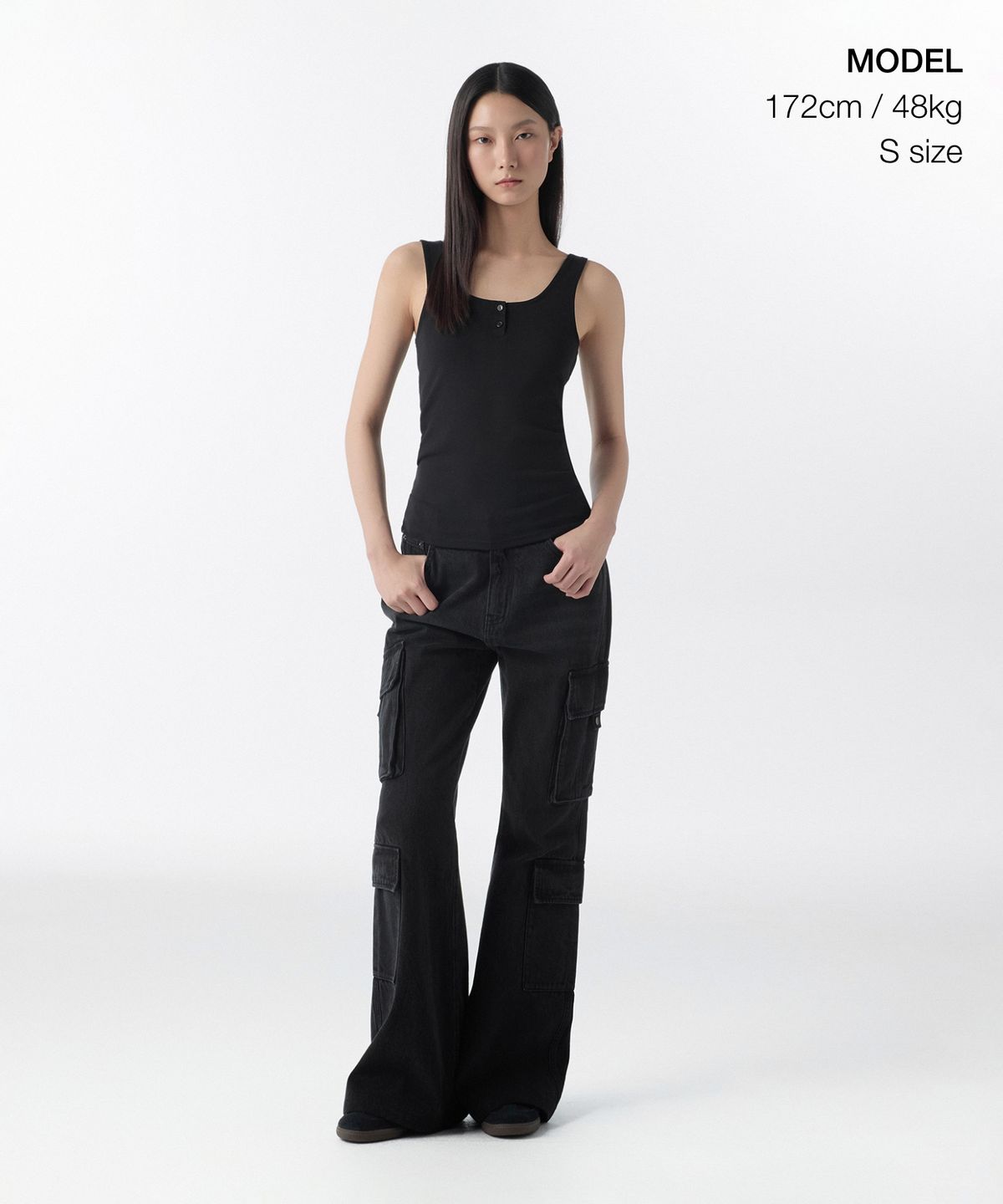 무신사 스탠다드 우먼(MUSINSA STANDARD WOMAN) 우먼즈 소프트 저지 헨리 탱크 탑 [블랙]