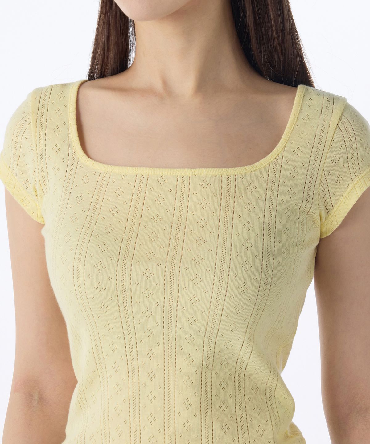 무신사 스탠다드 우먼(MUSINSA STANDARD WOMAN) 우먼즈 포인텔 스퀘어 넥 캡 슬리브 티셔츠 [버터]