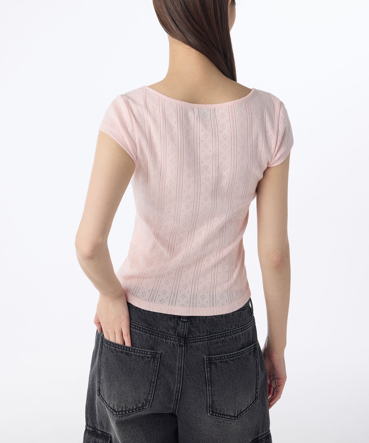 무신사 스탠다드 우먼(MUSINSA STANDARD WOMAN) 우먼즈 포인텔 스퀘어 넥 캡 슬리브 티셔츠 [라이트 핑크]