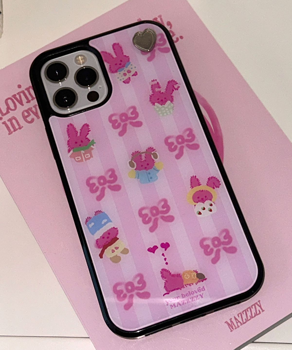 마찌(MAZZZZY) [Love Tag_Magsafe] winter  Ribbon Daisy glass case