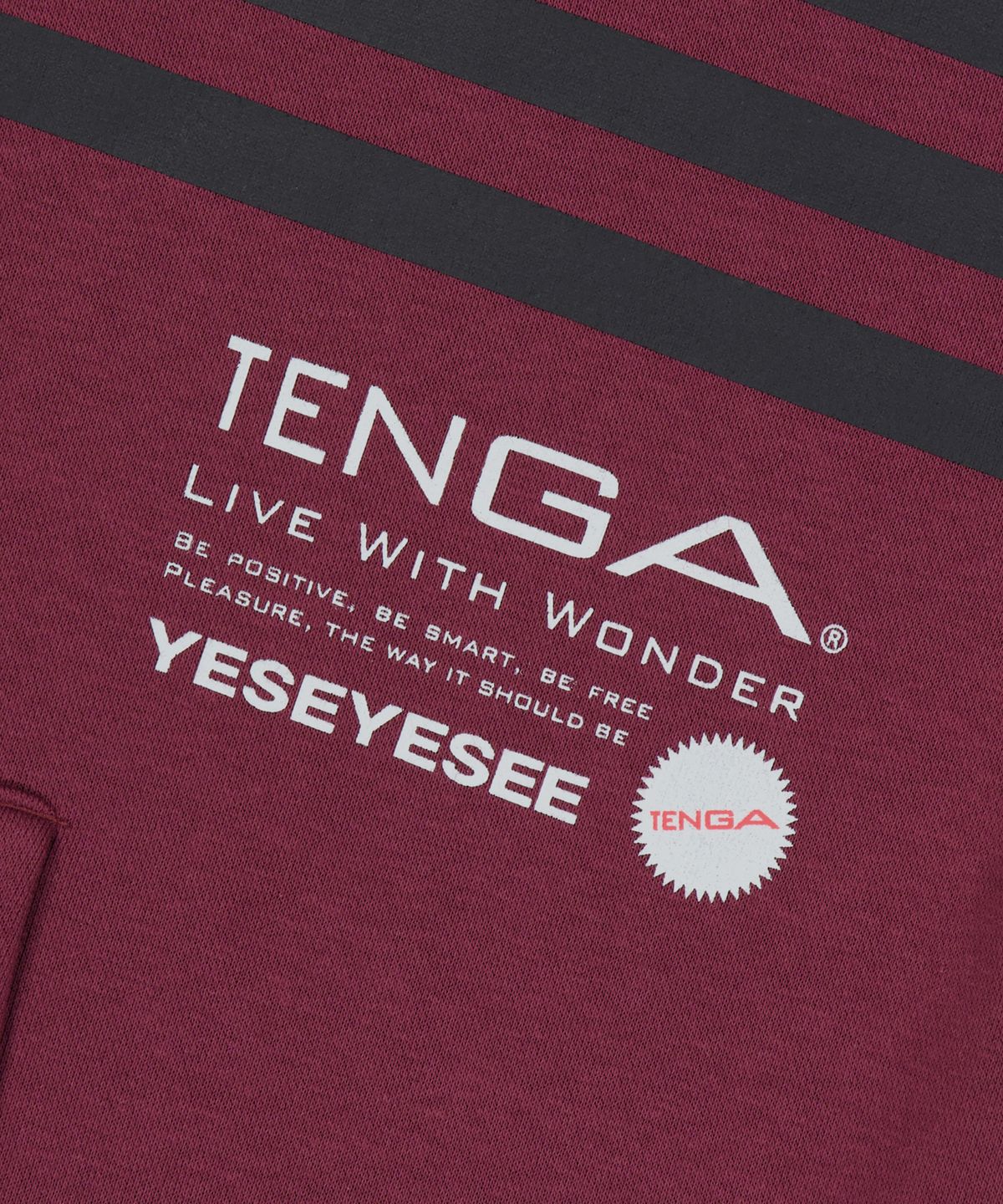예스아이씨(YESEYESEE) Tenga x Y.E.S Stripe Hoodie Burgundy