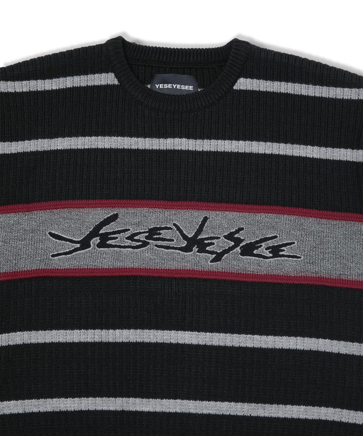 예스아이씨(YESEYESEE) Tenga x Y.E.S Stripe Knit Pullover Black