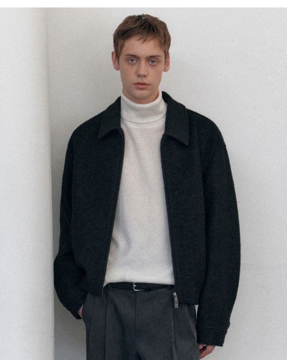 MUSINSA | MUSINSA STANDARD Wool Blend Boucle Blue Jacket [Black]