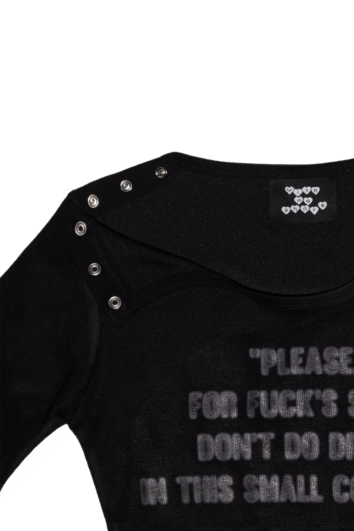 위드노쇼어(WITHNOSHORE) snap fastener pixel logo tee - black