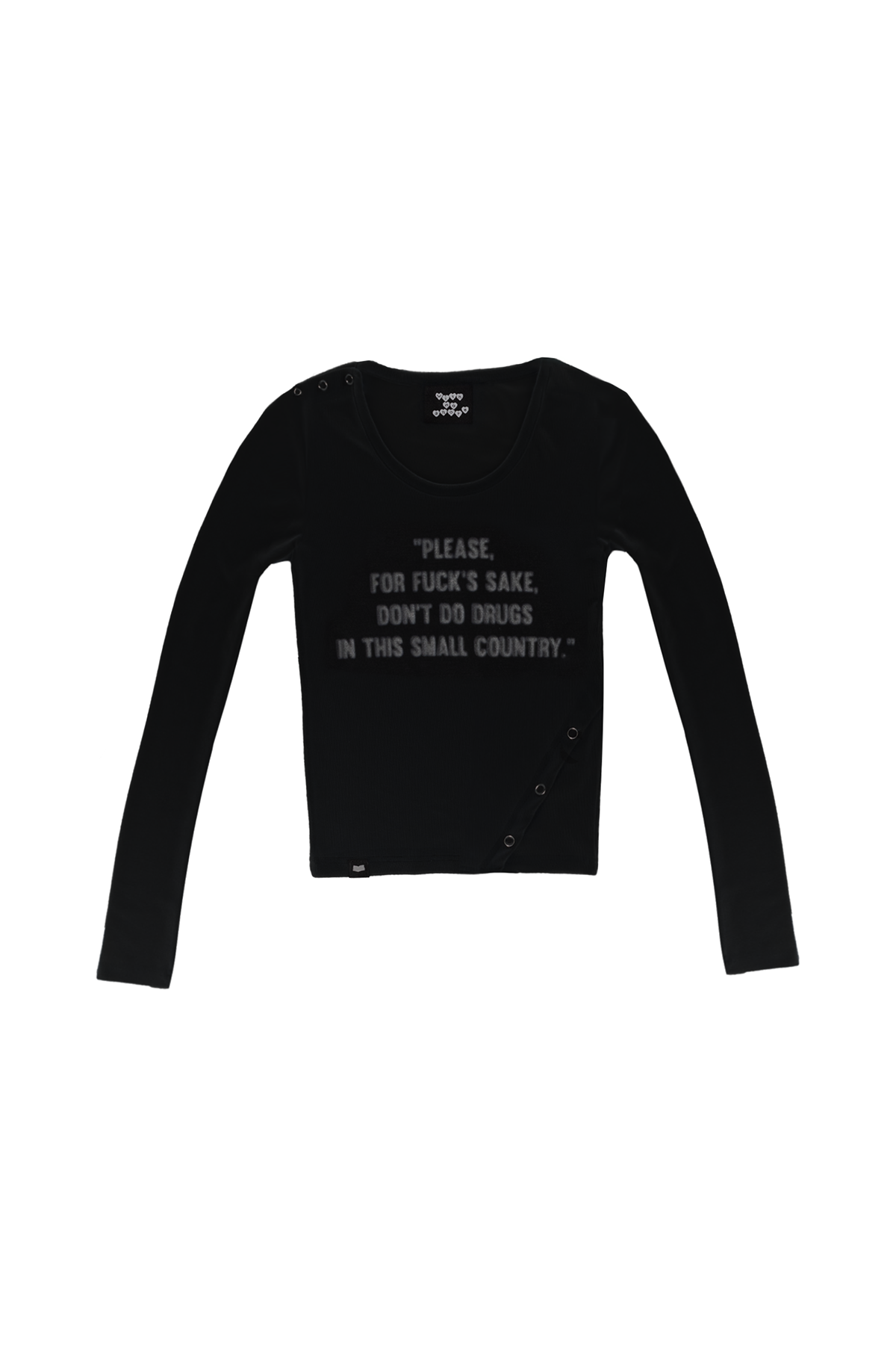 위드노쇼어(WITHNOSHORE) snap fastener pixel logo tee - black