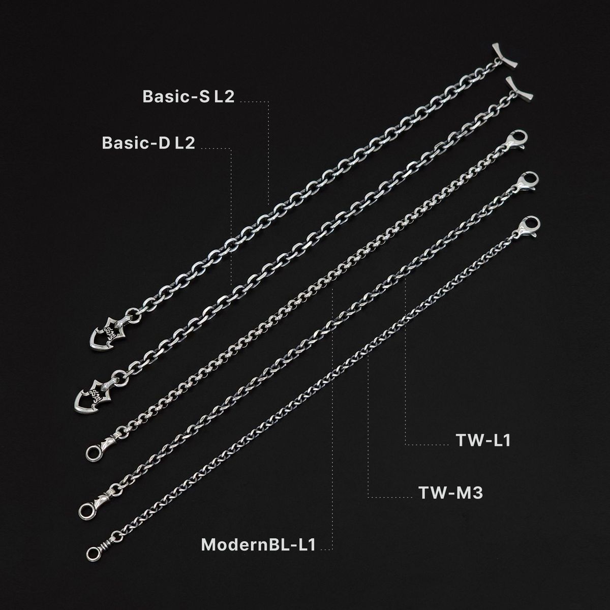 스털링워스(STERLINGWORTH) TW-L1 3.7 실버 체인팔찌
