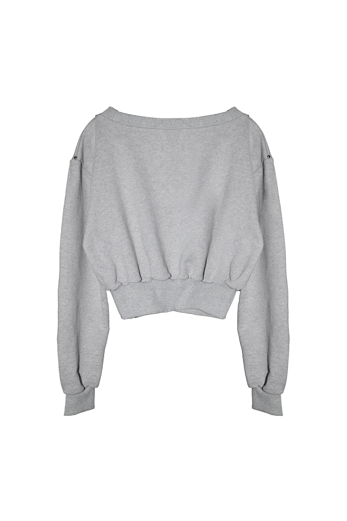위드노쇼어(WITHNOSHORE) WNSH stud off shoulder sweat shirt - gray