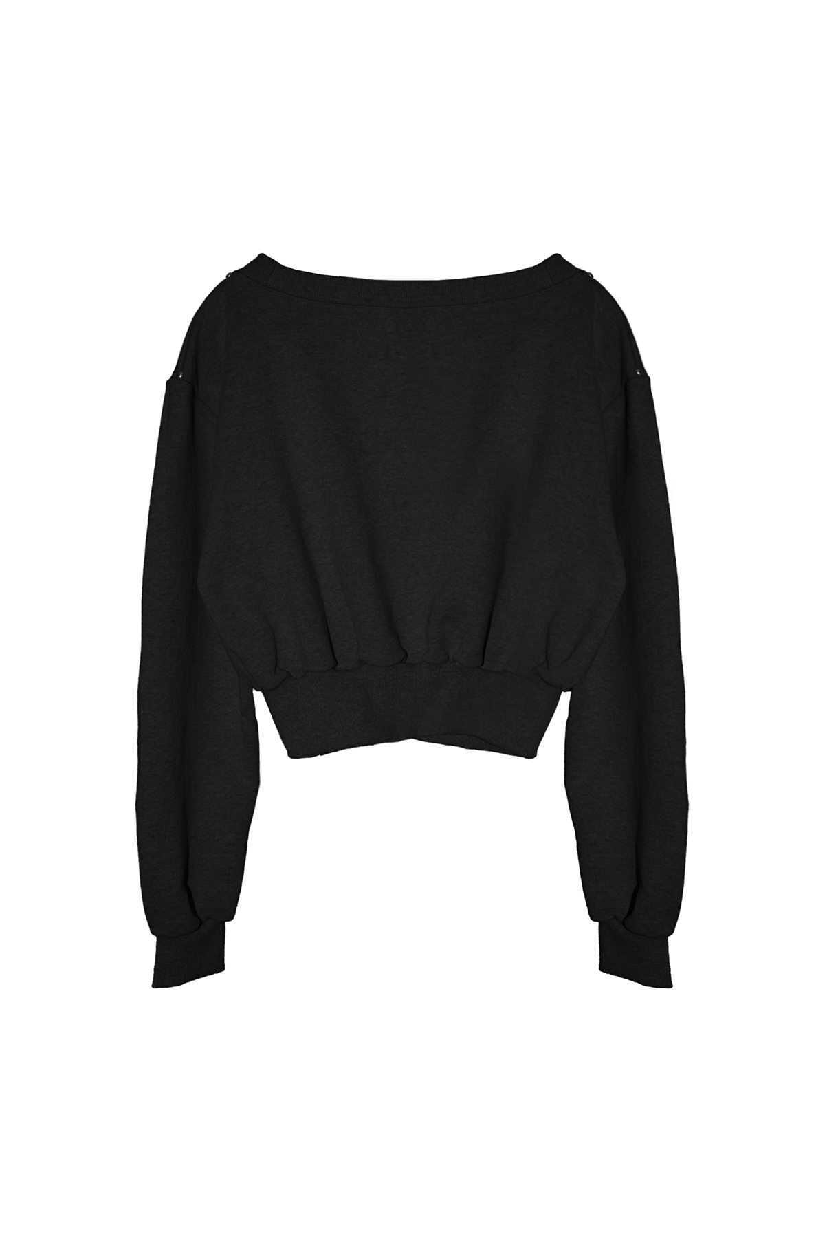 위드노쇼어(WITHNOSHORE) WNSH stud off shoulder sweat shirt - black