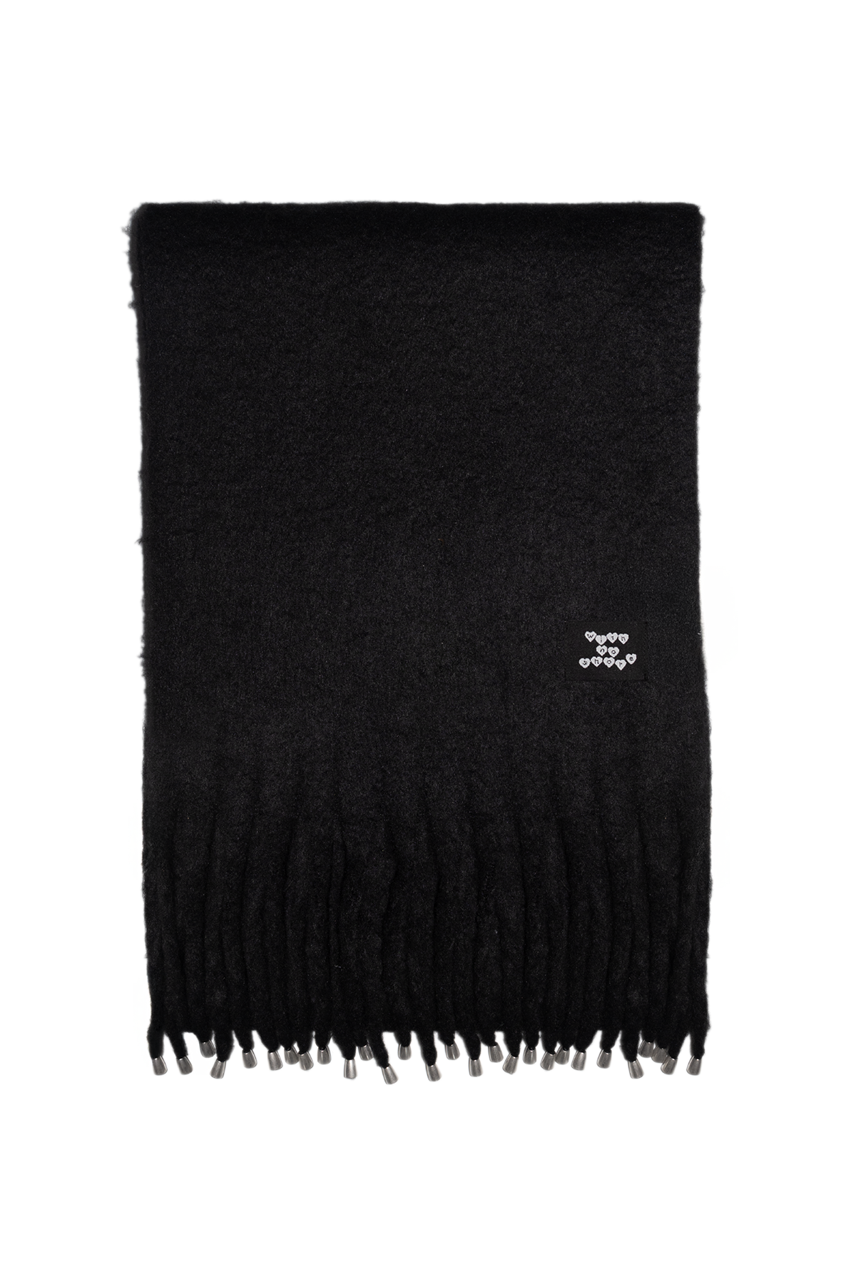 위드노쇼어(WITHNOSHORE) long edge pixel logo scarf - black