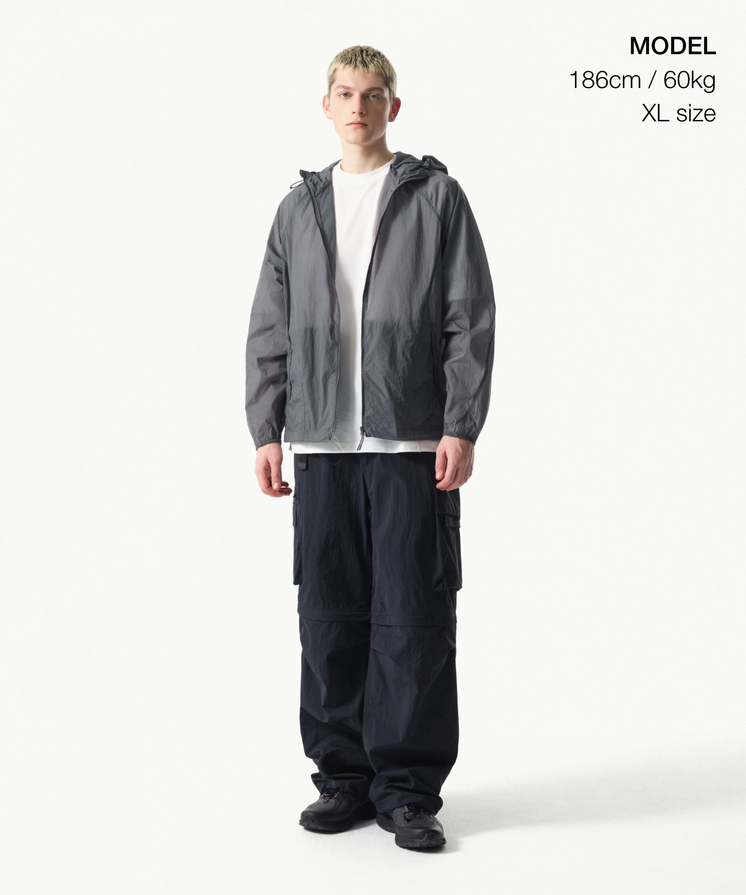 GÝM Nylon Zip Up Jacket - Grey – LÝFT