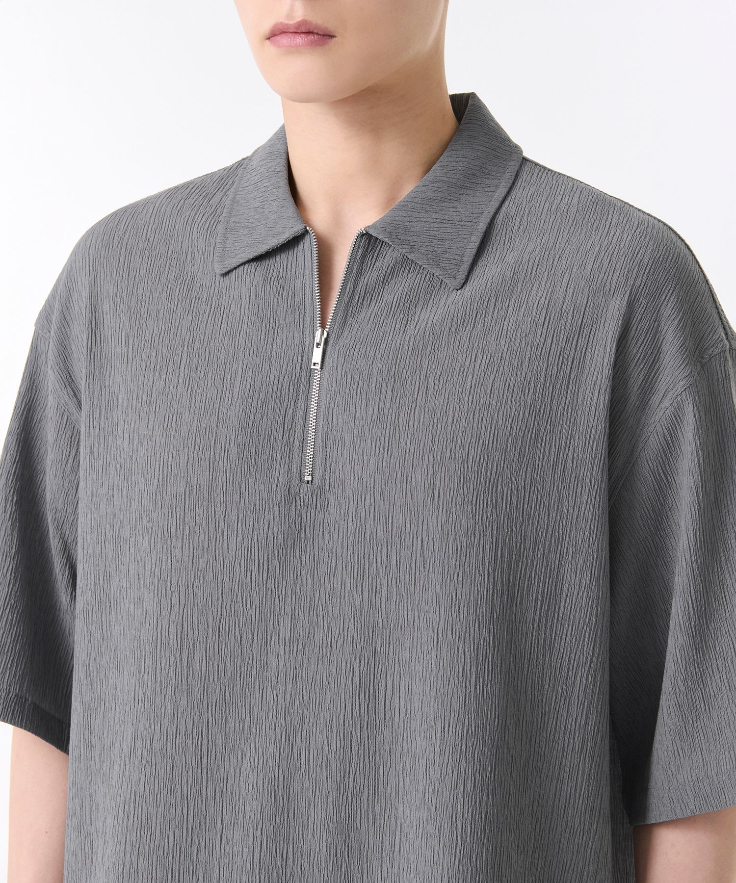 ★MUSINSA STANDARD★ Crinkle Relaxed Short Sleeve Shirt Gray MUSINSA | MUSINSA STANDARD Crinkle Relaxed Half Zip-Up Short