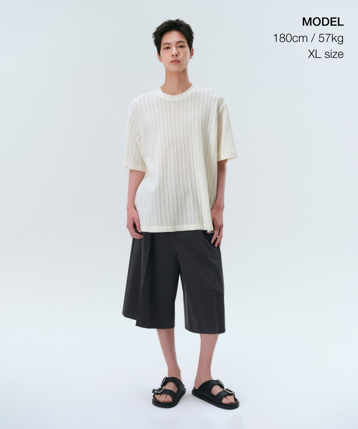 무신사 스탠다드(MUSINSA STANDARD) 릴렉스드 크로셰 니트 티셔츠 [아이보리]