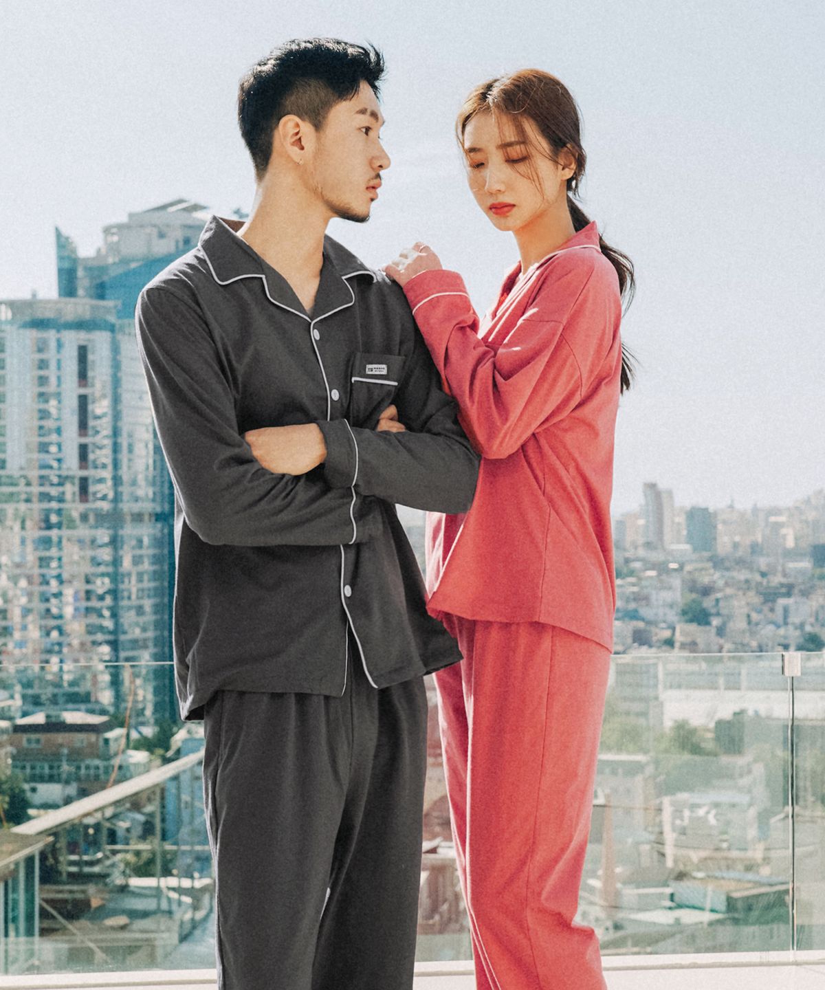 파란(PALAN) [2PACK] 데일리심플 커플 긴팔 잠옷 세트