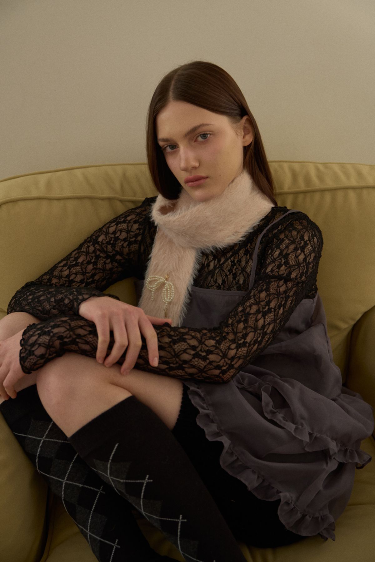 레터리(LETERIE) LR LACE LAYERED LONG SLEEVE_BLACK