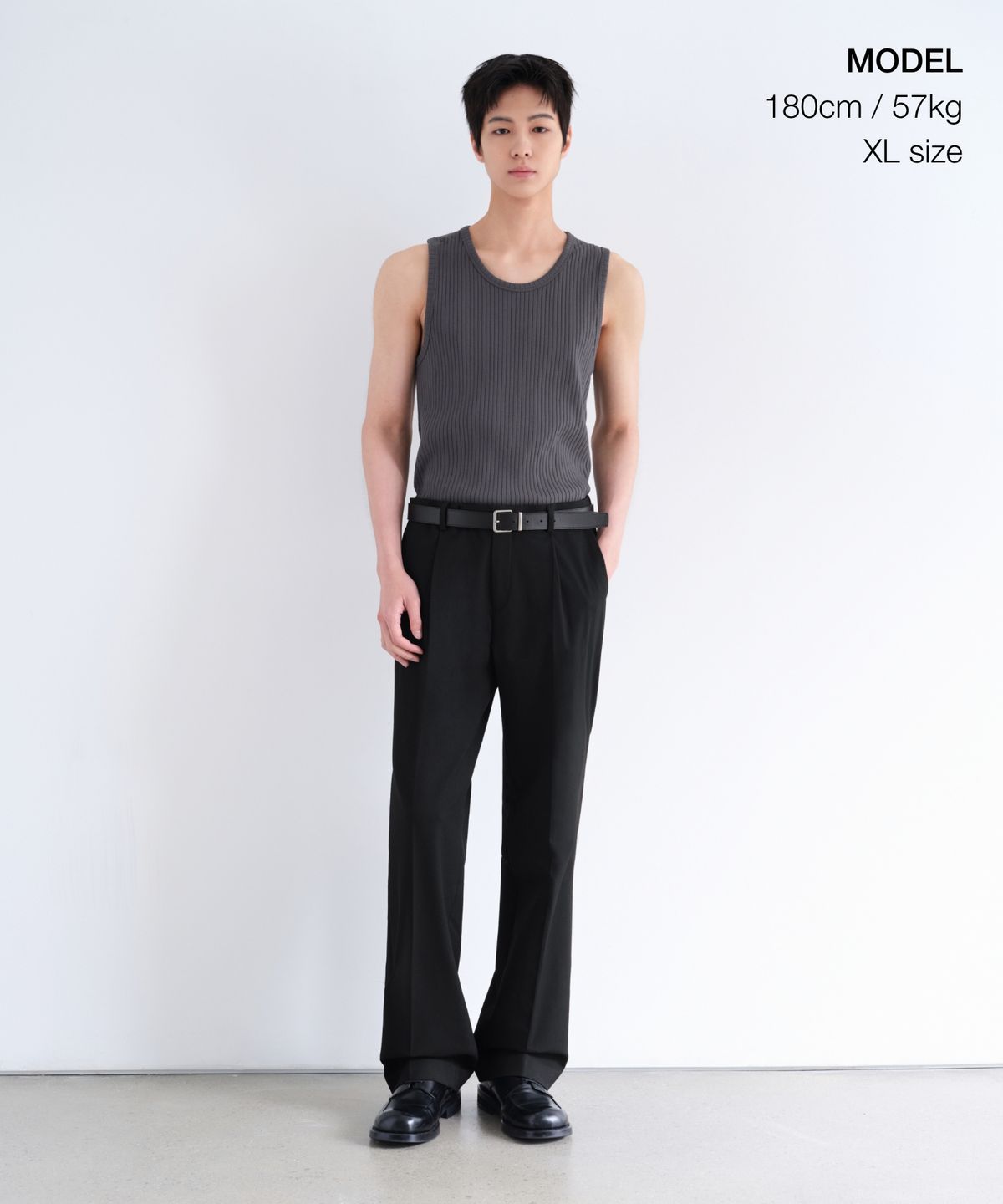 무신사 스탠다드(MUSINSA STANDARD) 와이드 리브드 탱크 탑 [다크 그레이]