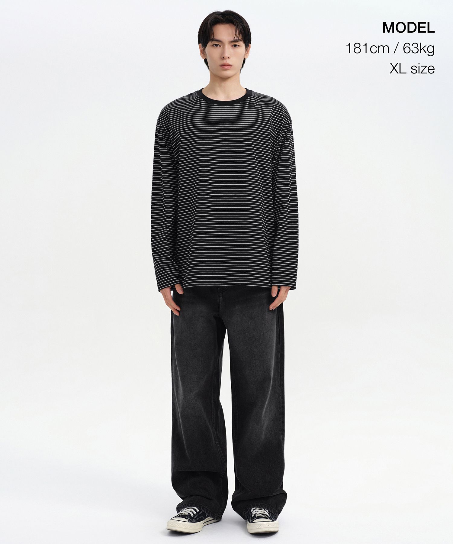MUSINSA | MUSINSA STANDARD Pinstripe Relaxed Long Sleeve T-Shirt
