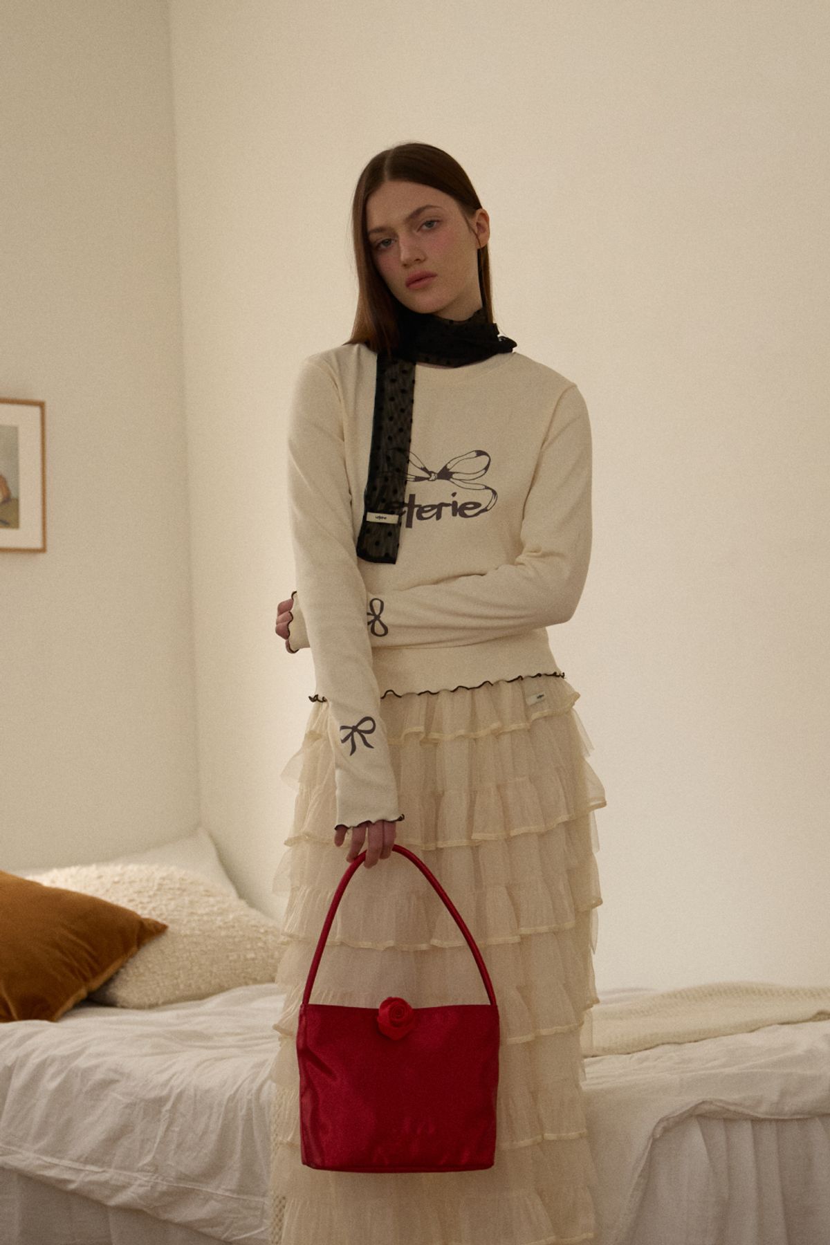 레터리(LETERIE) LETERIE FLOUNCE RIBBON T-SHIRT_IVORY