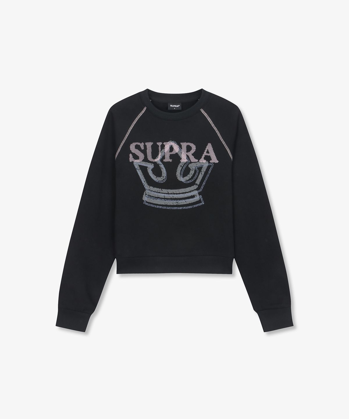 수프라(SUPRA) 여성 크라운 그래픽 크롭 맨투맨(BLACK)