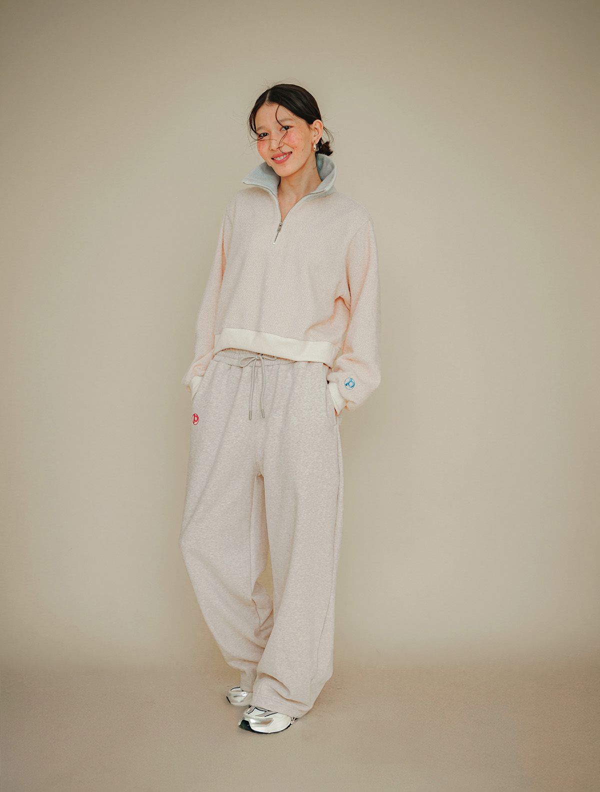 프쉬케(PSUCHE) CONTRAST KNIT ZIPUP_OAT BEIGE