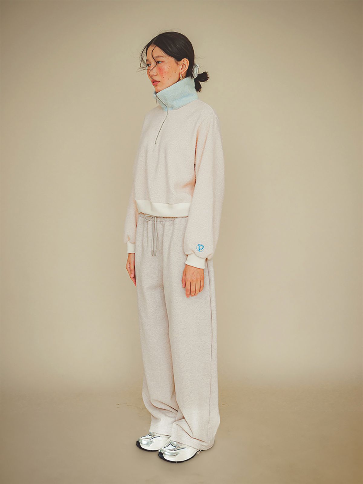 프쉬케(PSUCHE) CONTRAST KNIT ZIPUP_OAT BEIGE