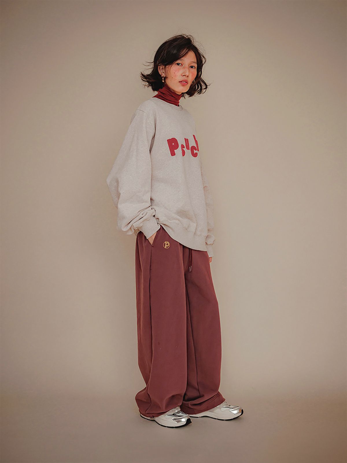 프쉬케(PSUCHE) 2WAY OVERFIT SWEATPANTS_BURGUNDY BROWN