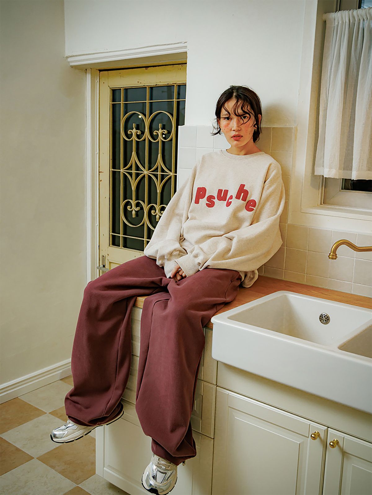 프쉬케(PSUCHE) 2WAY OVERFIT SWEATPANTS_BURGUNDY BROWN