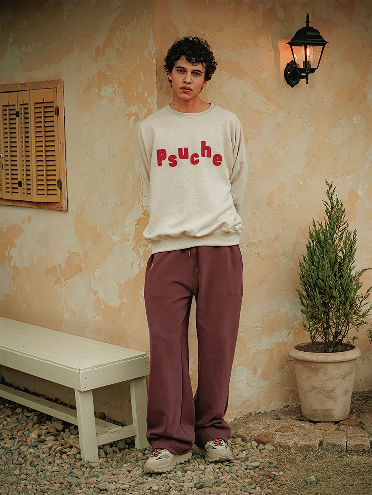 프쉬케(PSUCHE) 2WAY OVERFIT SWEATPANTS_BURGUNDY BROWN