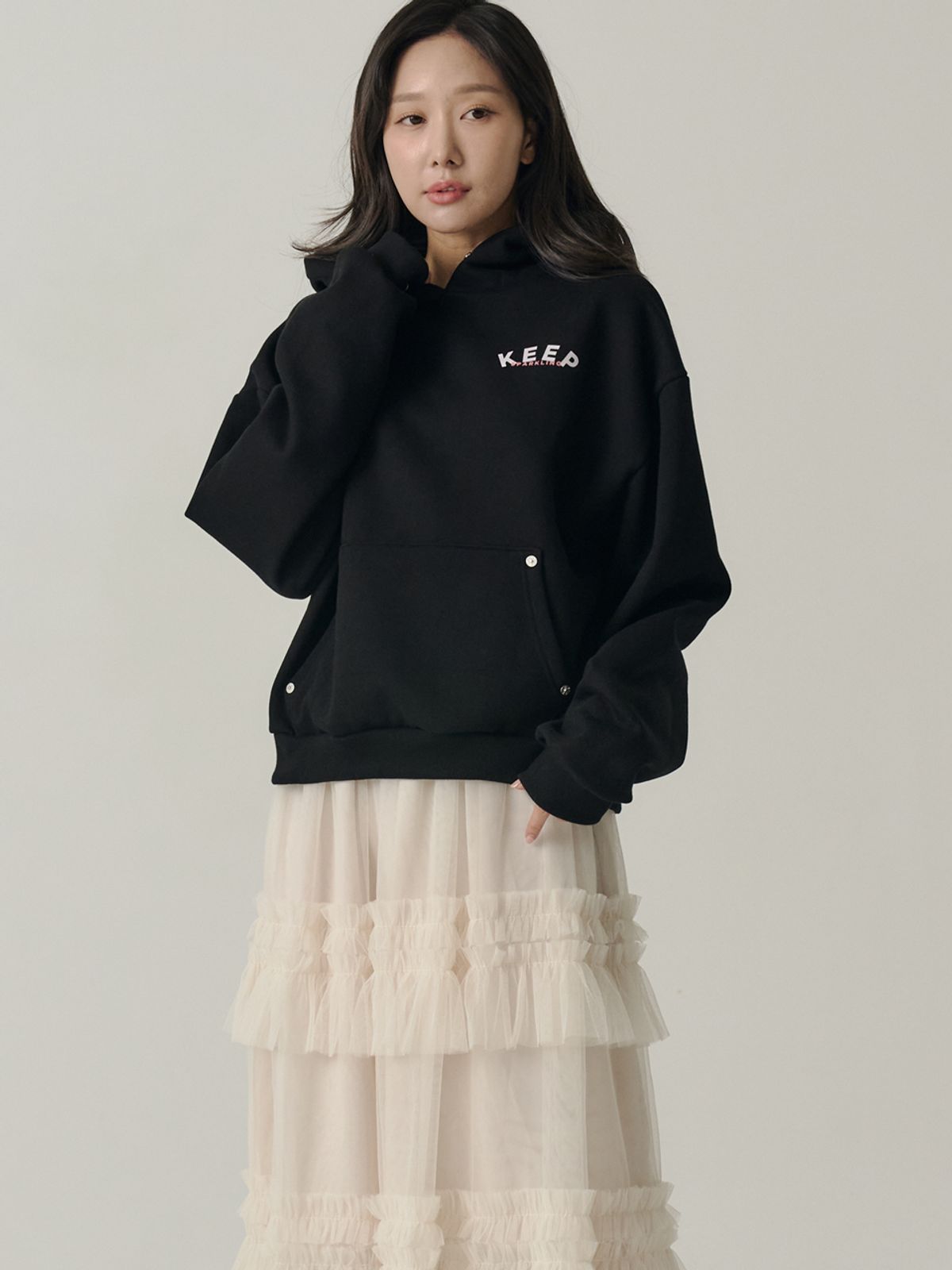쏘리, 투 머치 러브(SORRY, TOO MUCH LOVE) Keep Pocket Hoodie Sweetshirt_Black