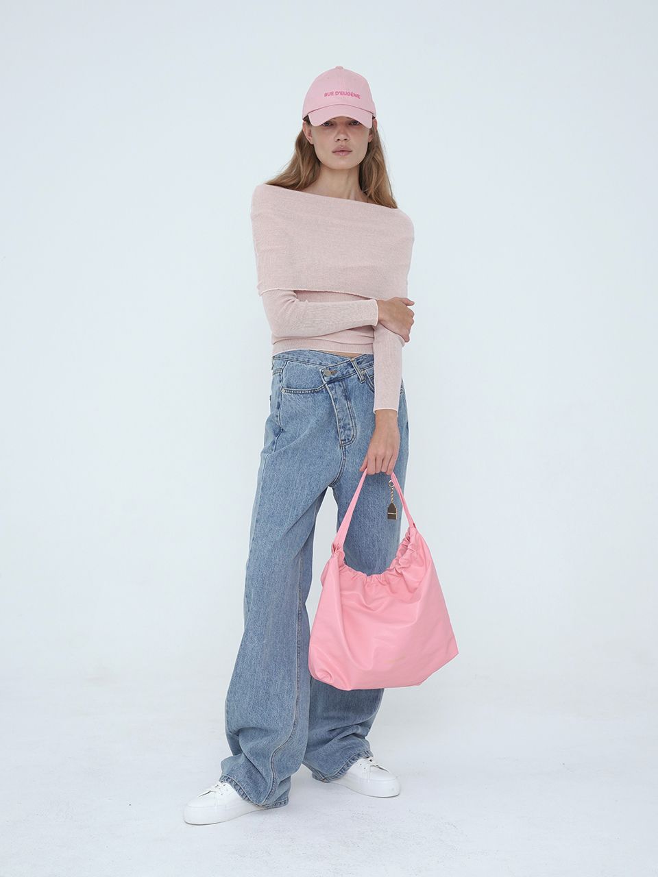 MUSINSA | RUE D'EUGENIE Synthetic Leather Small Hobo Bag - Pink