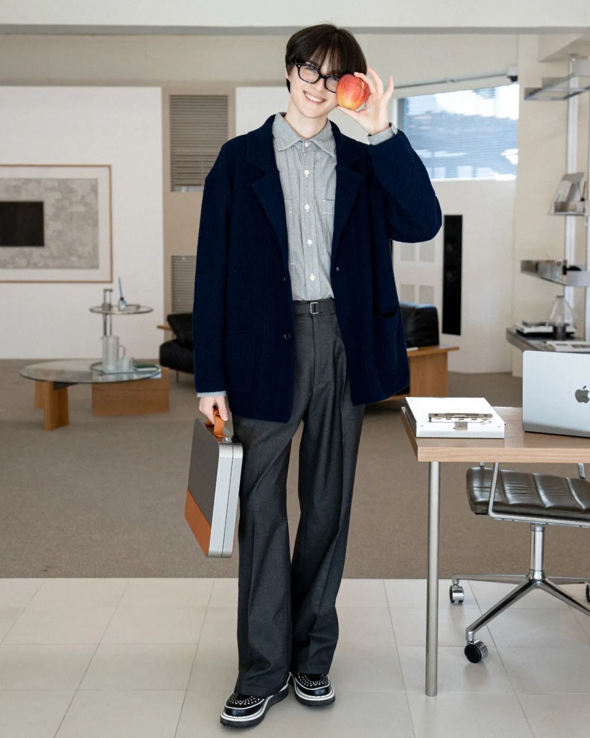 아스트레이(ASTLAY) IRIS Knit Blazer (Navy)