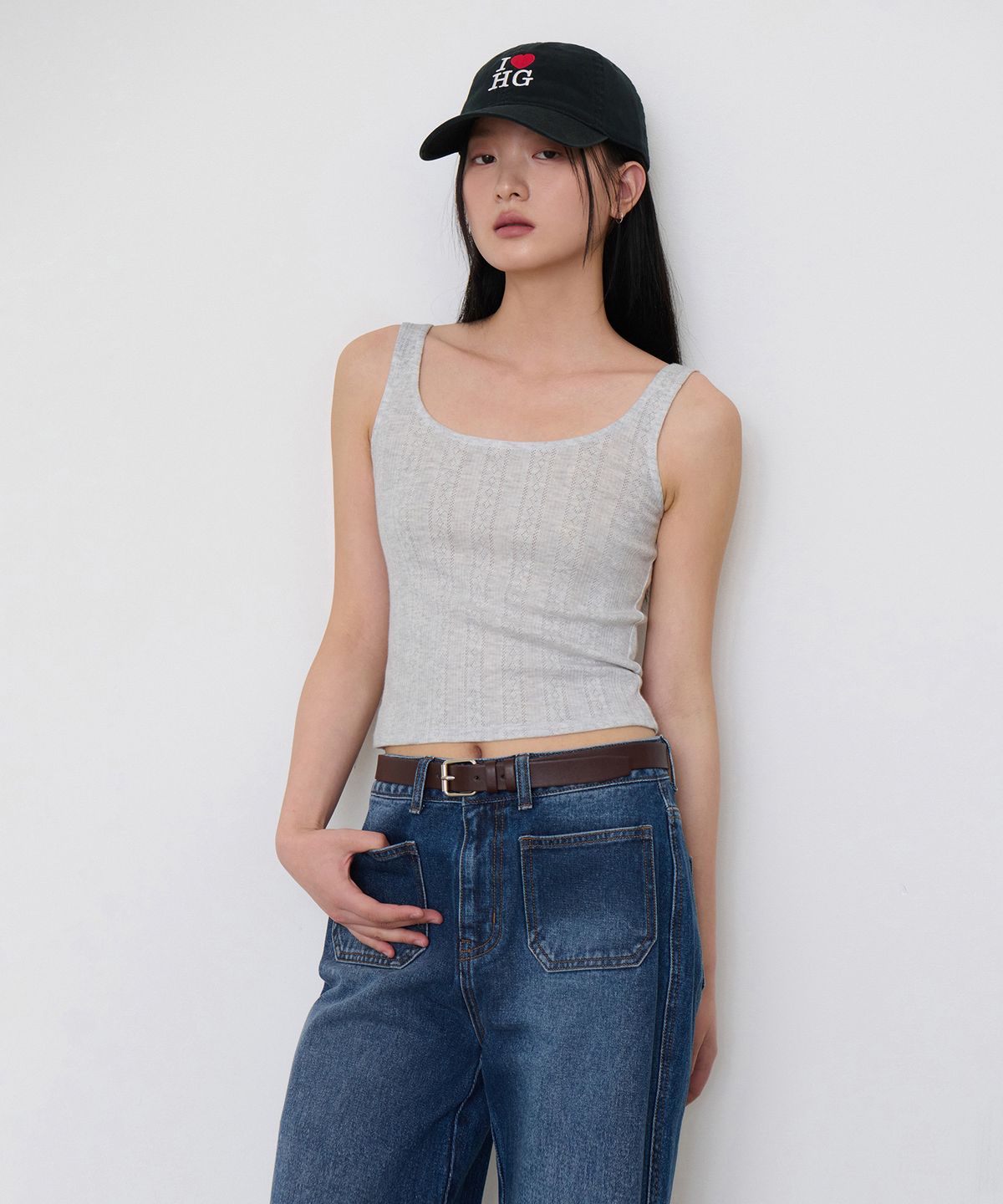 무신사 스탠다드 우먼(MUSINSA STANDARD WOMAN) 우먼즈 포인텔 탱크 탑 [멜란지 라이트 그레이]