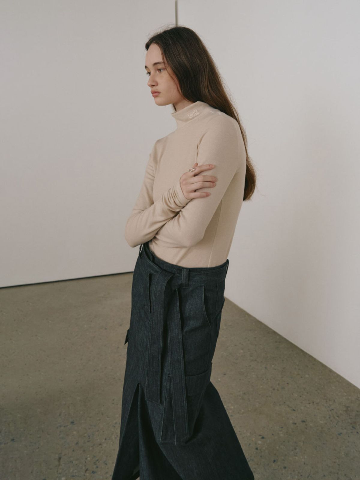 뮤제(MUSEE) SIENNA Wool-Blend Turtleneck Top_Beige