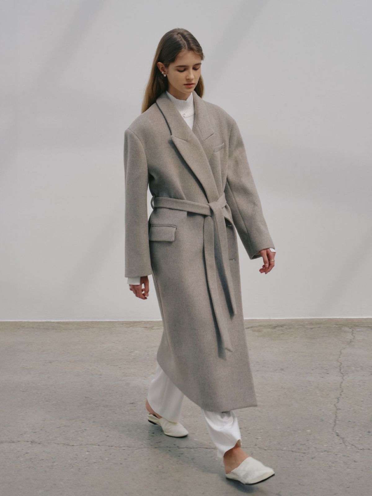 뮤제(MUSEE) LONDON Merino Wool Double Oversized Tailored Coat_Oatmeal