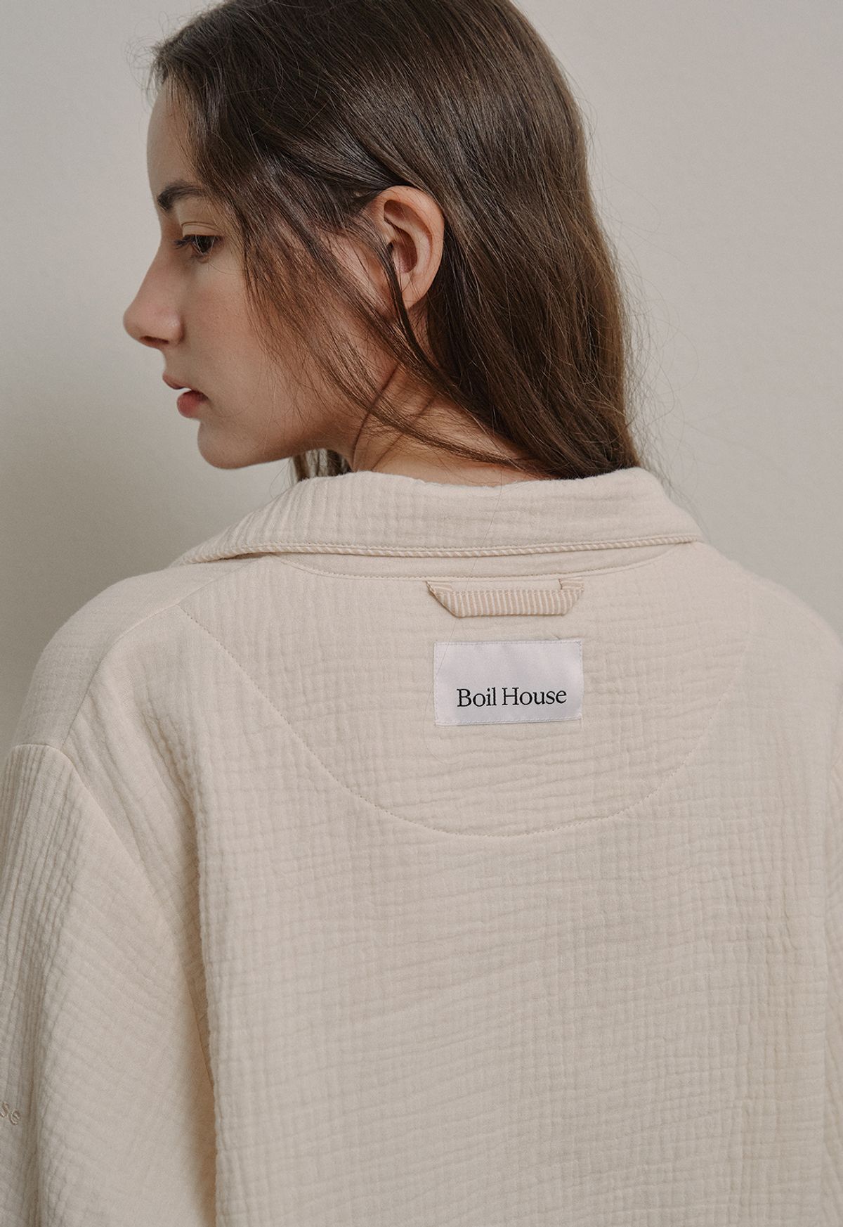보일하우스(BOIL HOUSE) Two Way Round Hem Pajama Set (ivory)