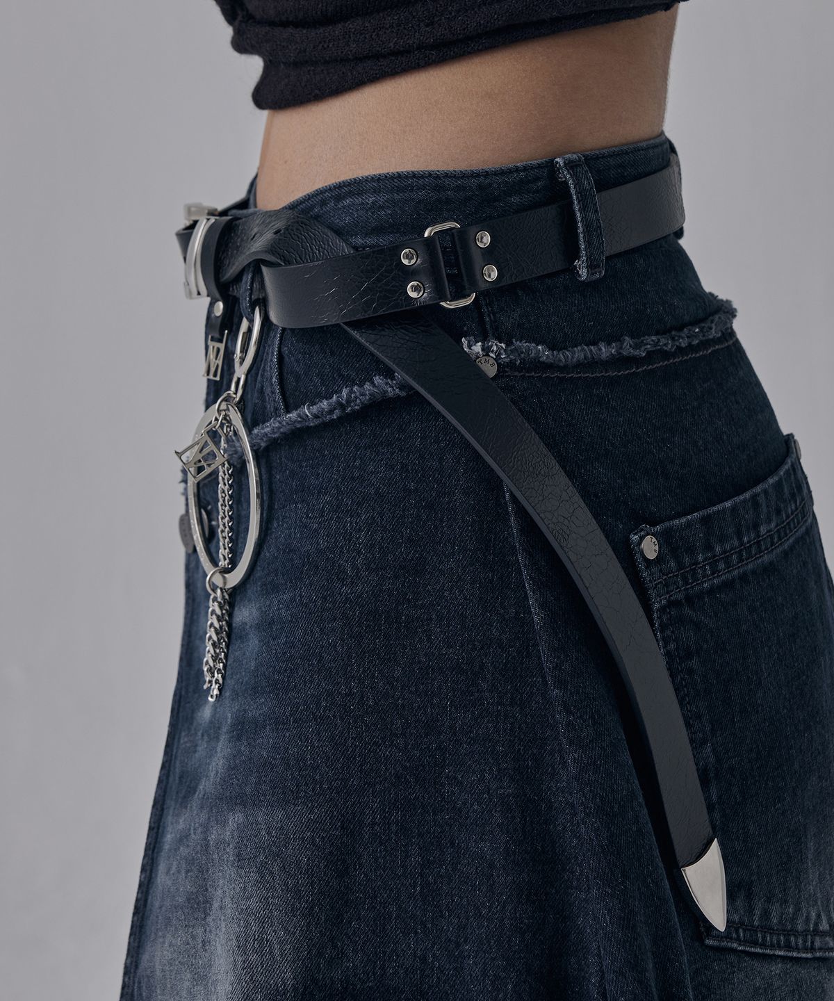 트리밍버드(TREEMINGBIRD) Minimal Cowhide Leather Belt [ Black ]