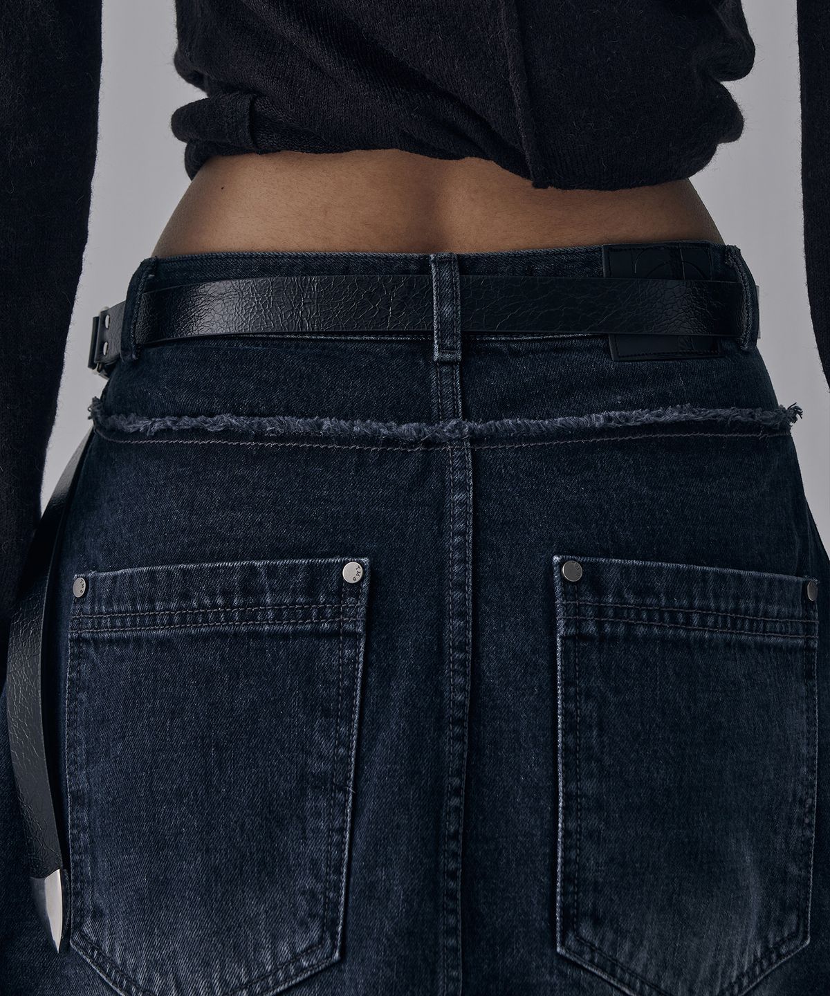 트리밍버드(TREEMINGBIRD) Minimal Cowhide Leather Belt [ Black ]