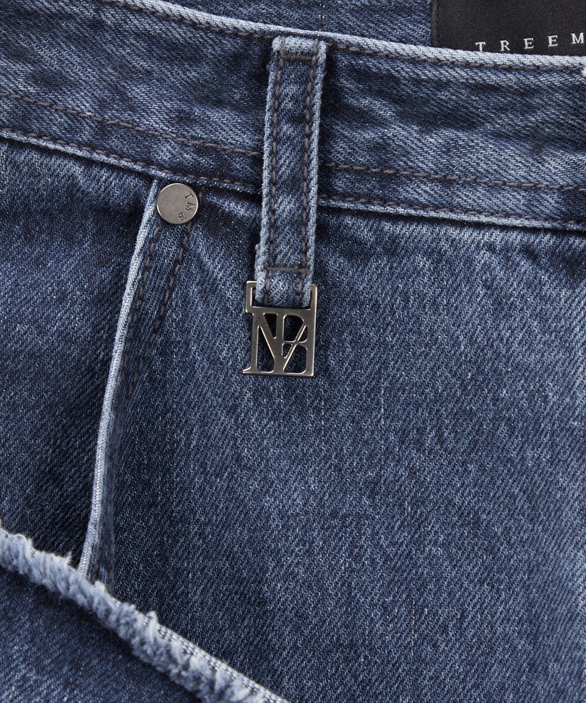 트리밍버드(TREEMINGBIRD) Layered Wrap Skirt Denim Cargo Pants [ Blue ]