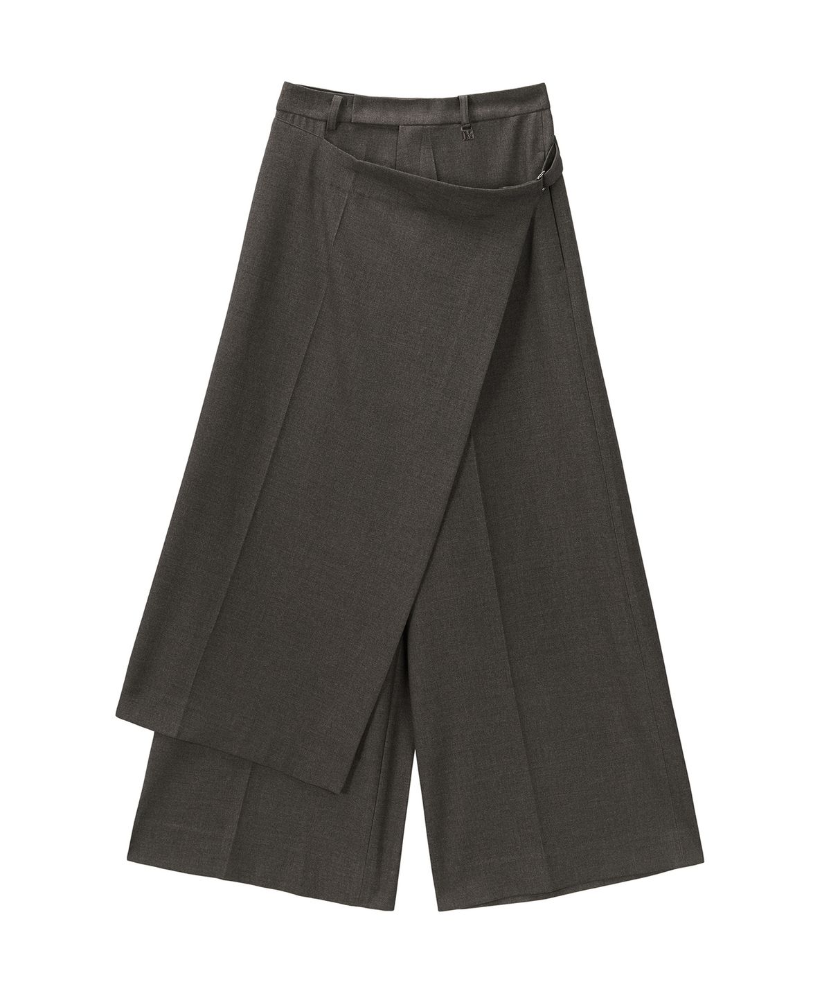 트리밍버드(TREEMINGBIRD) Side Buckle Wrap Skirt Pants [ Brown ]