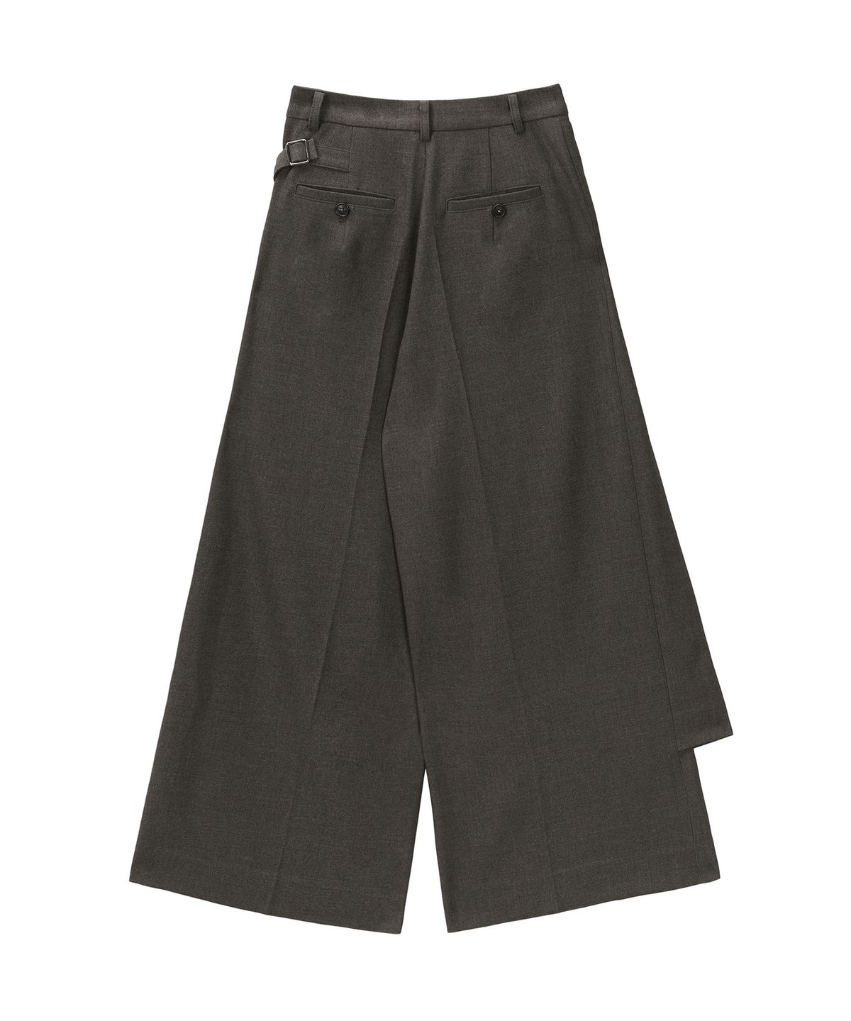 트리밍버드(TREEMINGBIRD) Side Buckle Wrap Skirt Pants [ Brown ]