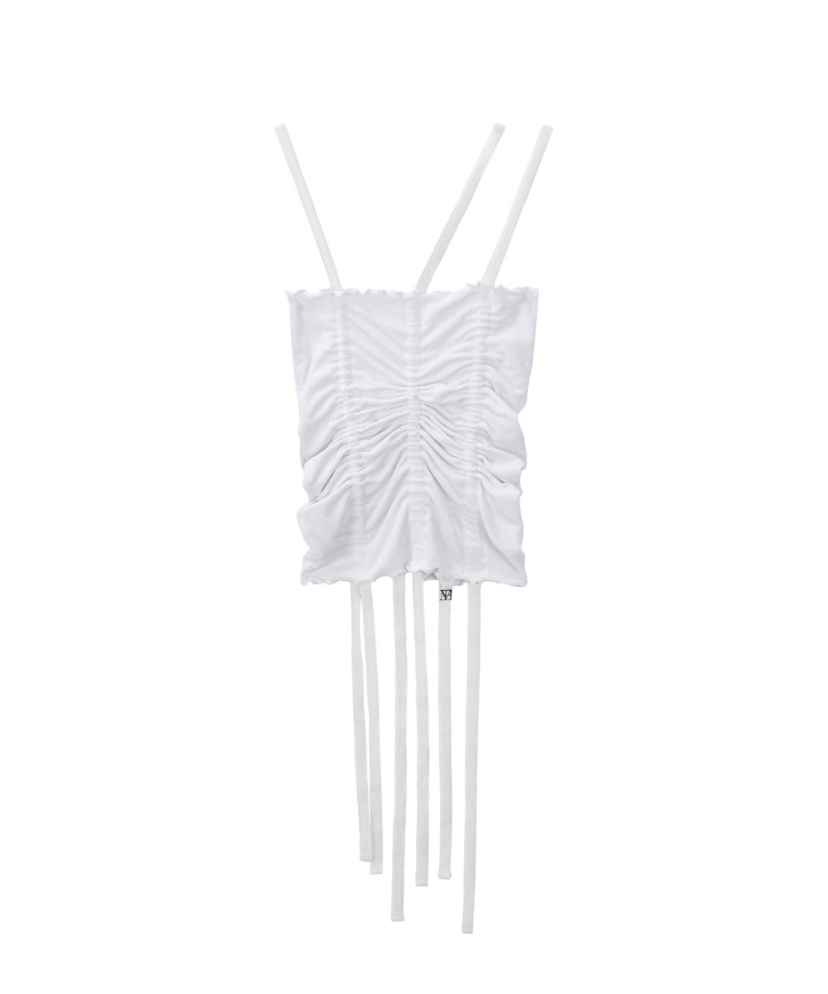 트리밍버드(TREEMINGBIRD) Velvet String Shirring Layered Top [ White ]