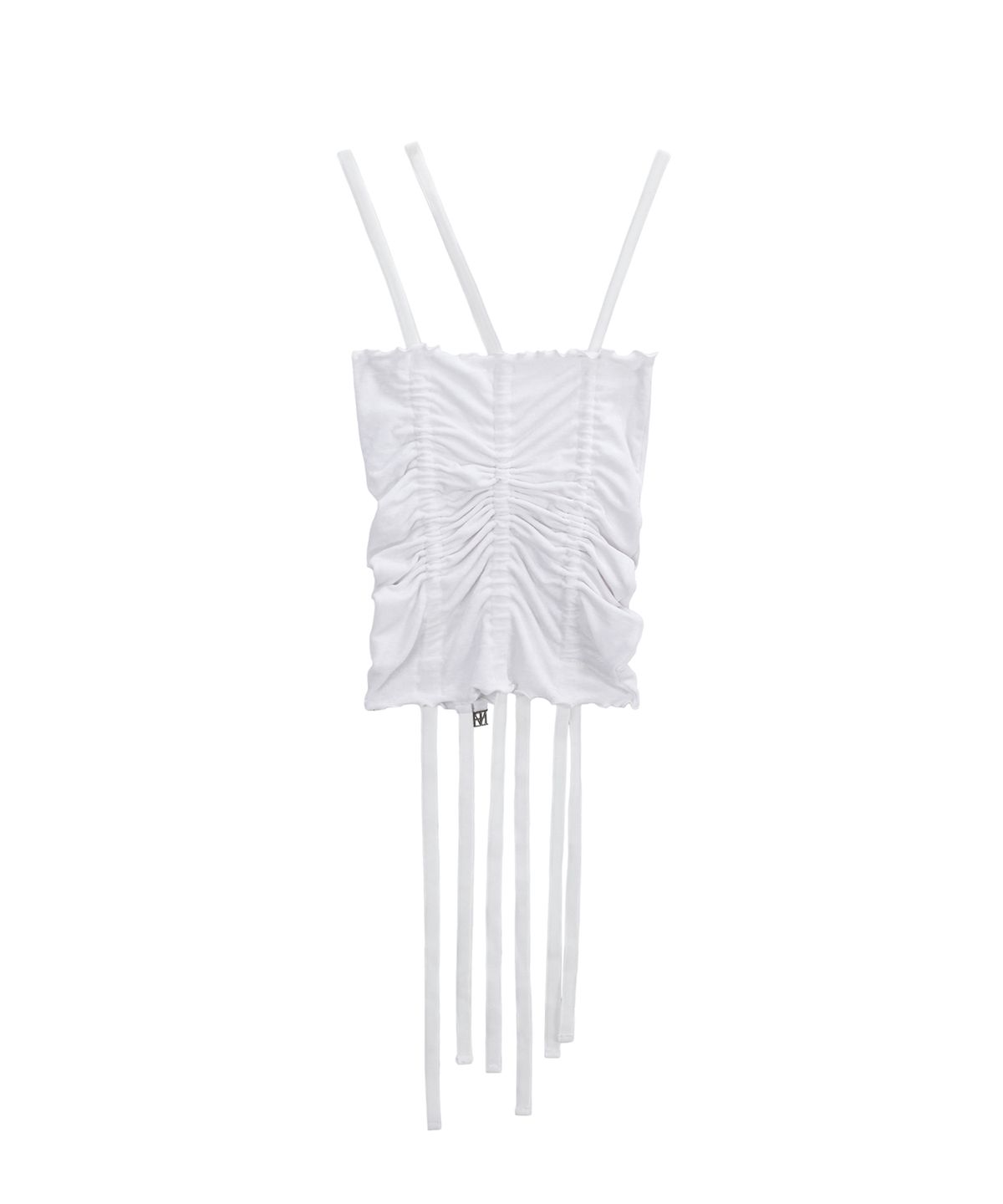 트리밍버드(TREEMINGBIRD) Velvet String Shirring Layered Top [ White ]