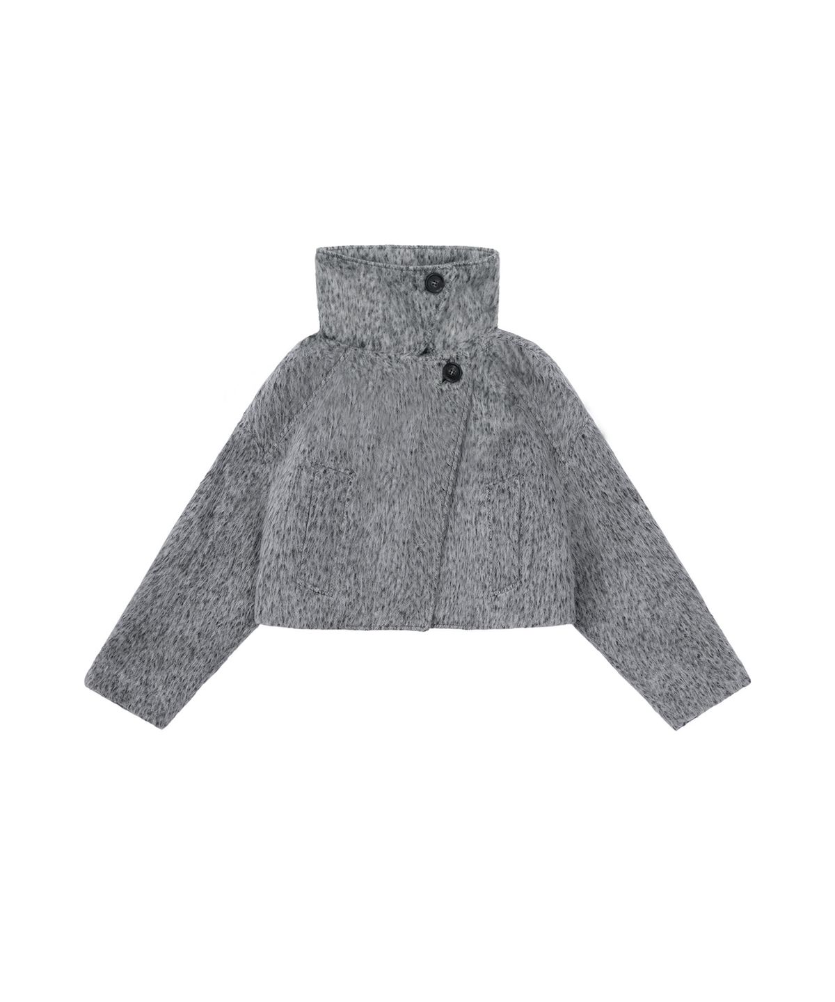 트리밍버드(TREEMINGBIRD) Hairy Hoddie Muffler Set-up Crop Coat [ Gray ]