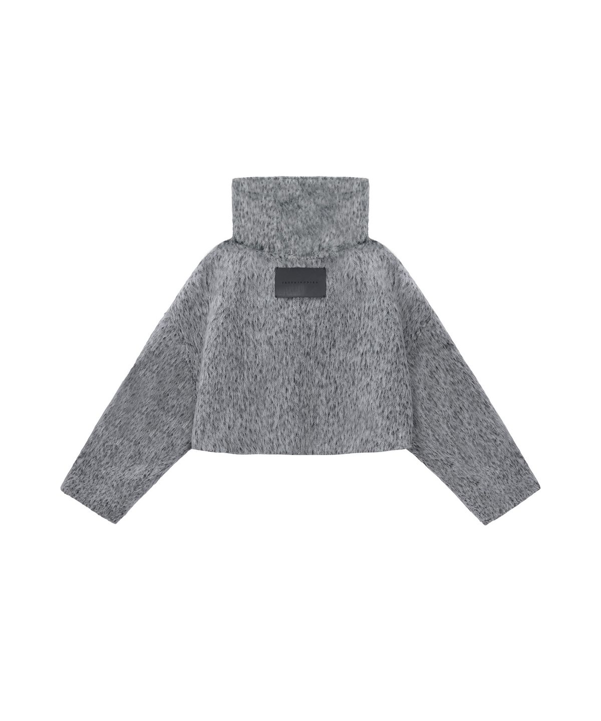 트리밍버드(TREEMINGBIRD) Hairy Hoddie Muffler Set-up Crop Coat [ Gray ]