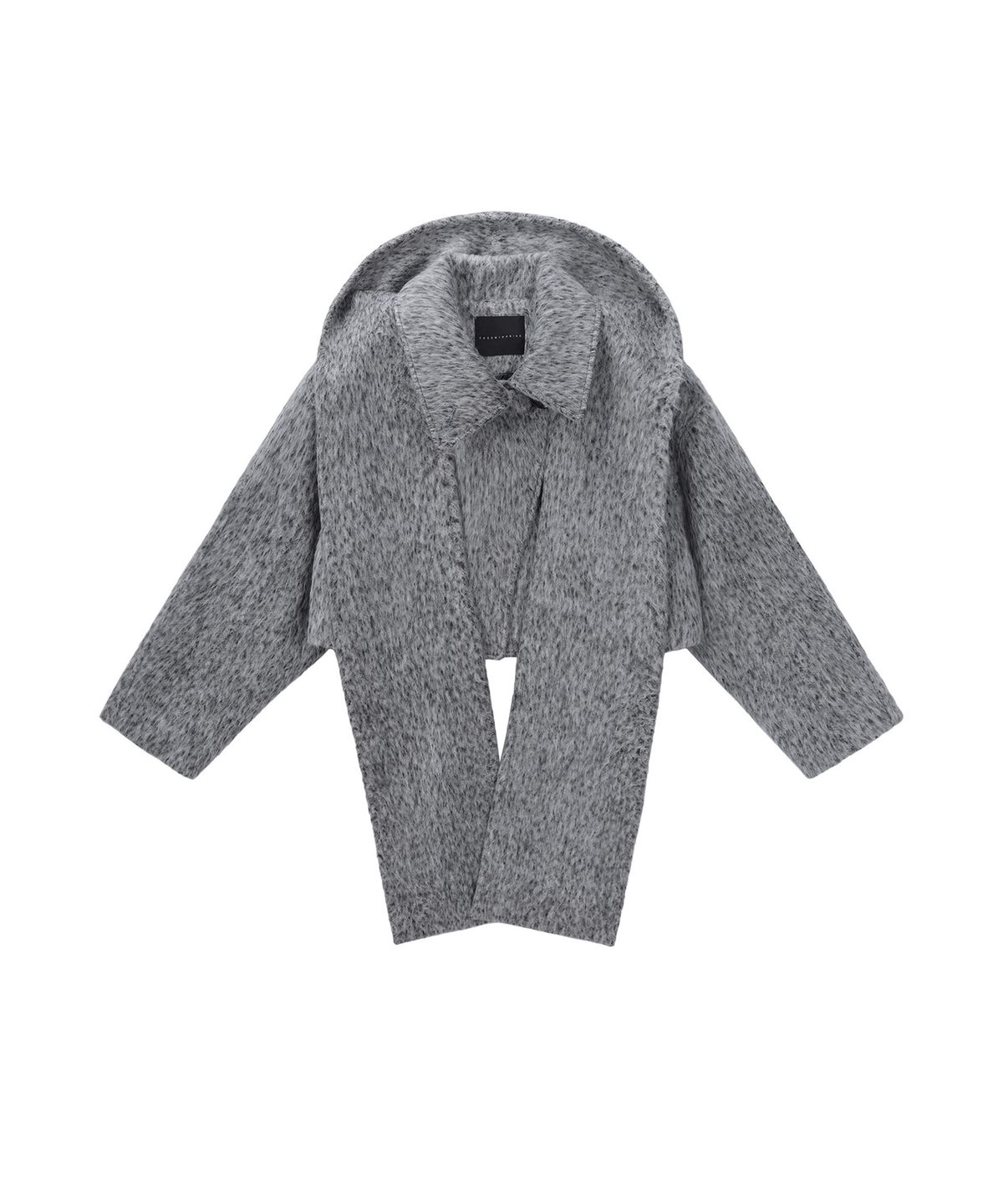 트리밍버드(TREEMINGBIRD) Hairy Hoddie Muffler Set-up Crop Coat [ Gray ]