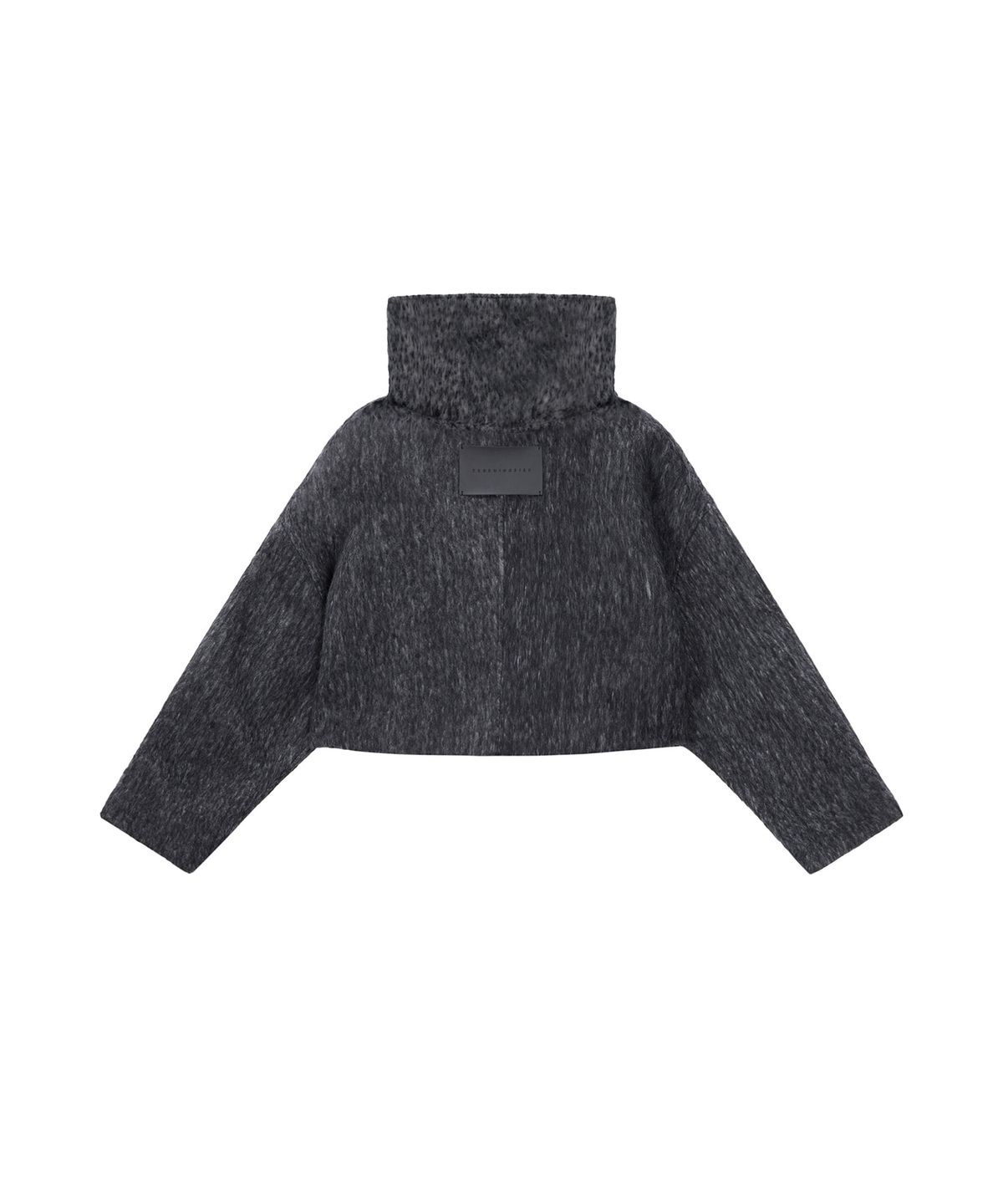 트리밍버드(TREEMINGBIRD) Hairy Hoddie Muffler Set-up Crop Coat [ Charcoal ]
