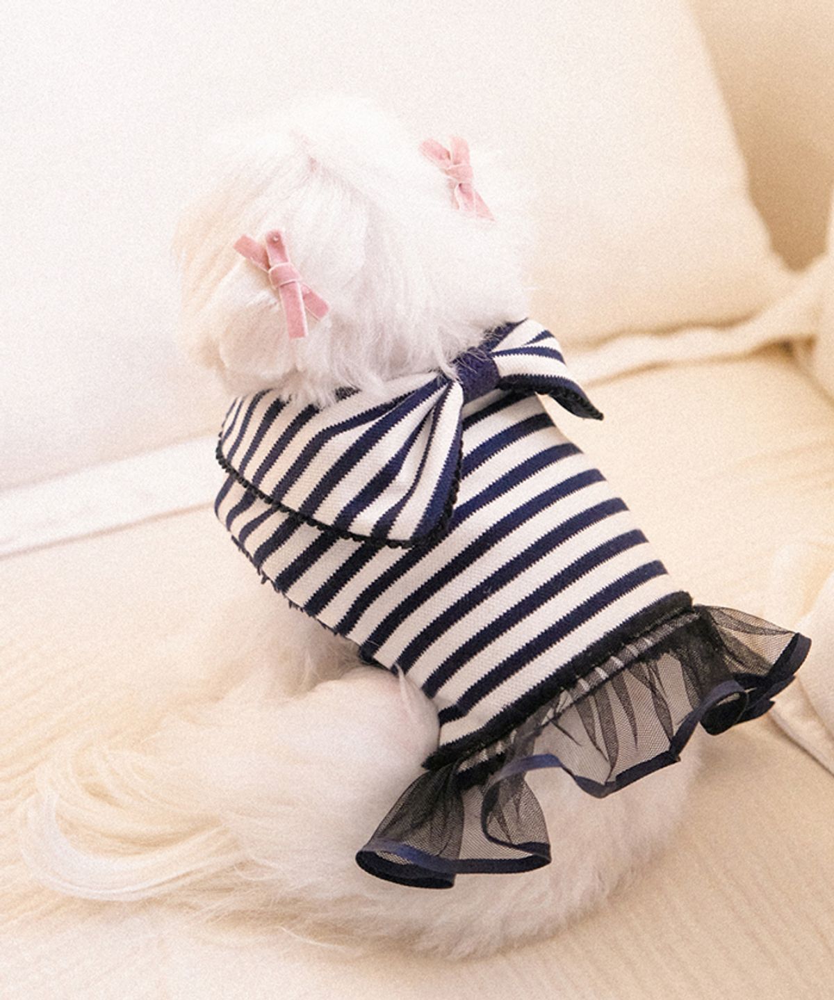 마이리틀독(MY LITTLE DOG) 코코 피케 스트라이프 판초