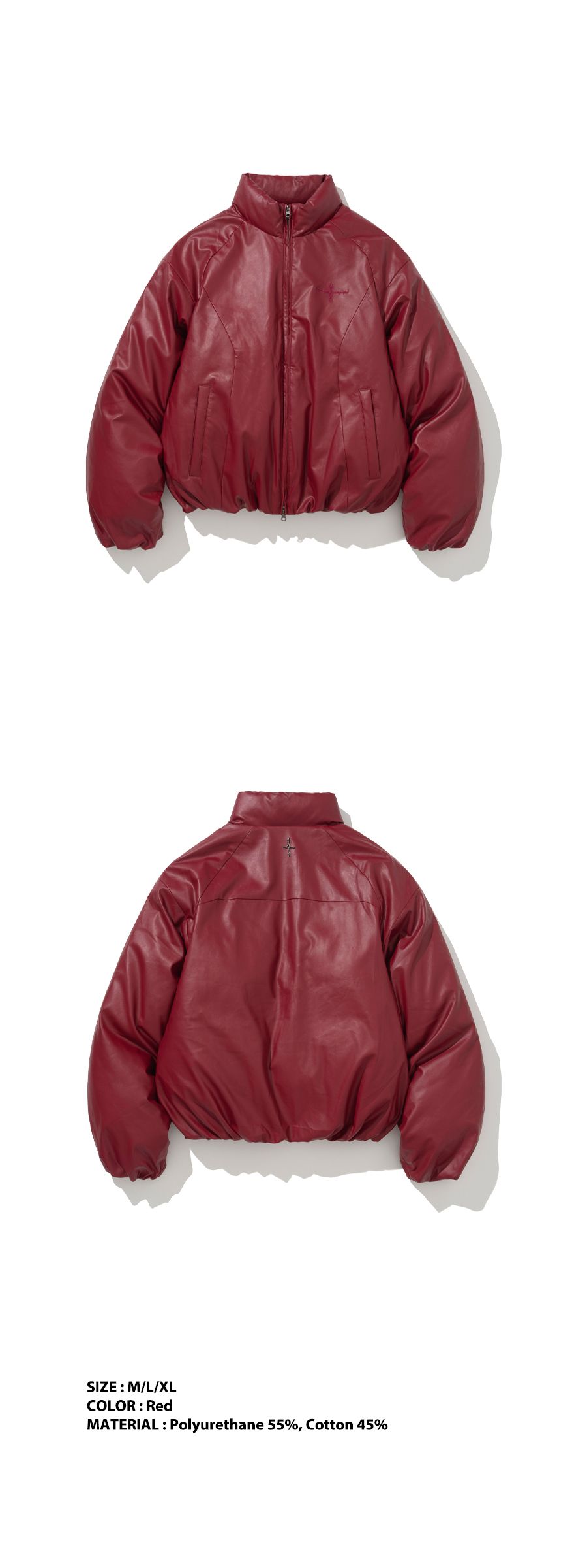 MUSINSA公式 | NOT4NERD Leather Incision Puffer Jacket - Red