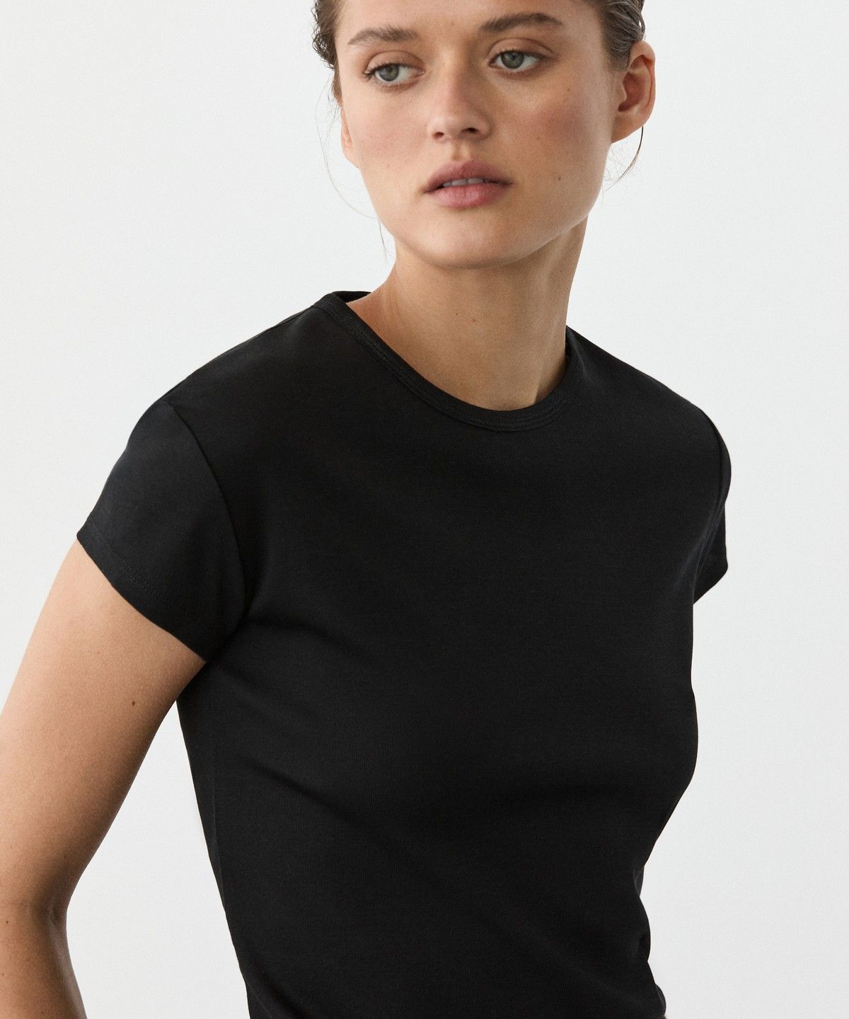 마시모두띠(MASSIMO DUTTI) 100% 머서라이즈드 코튼 반팔 티셔츠
