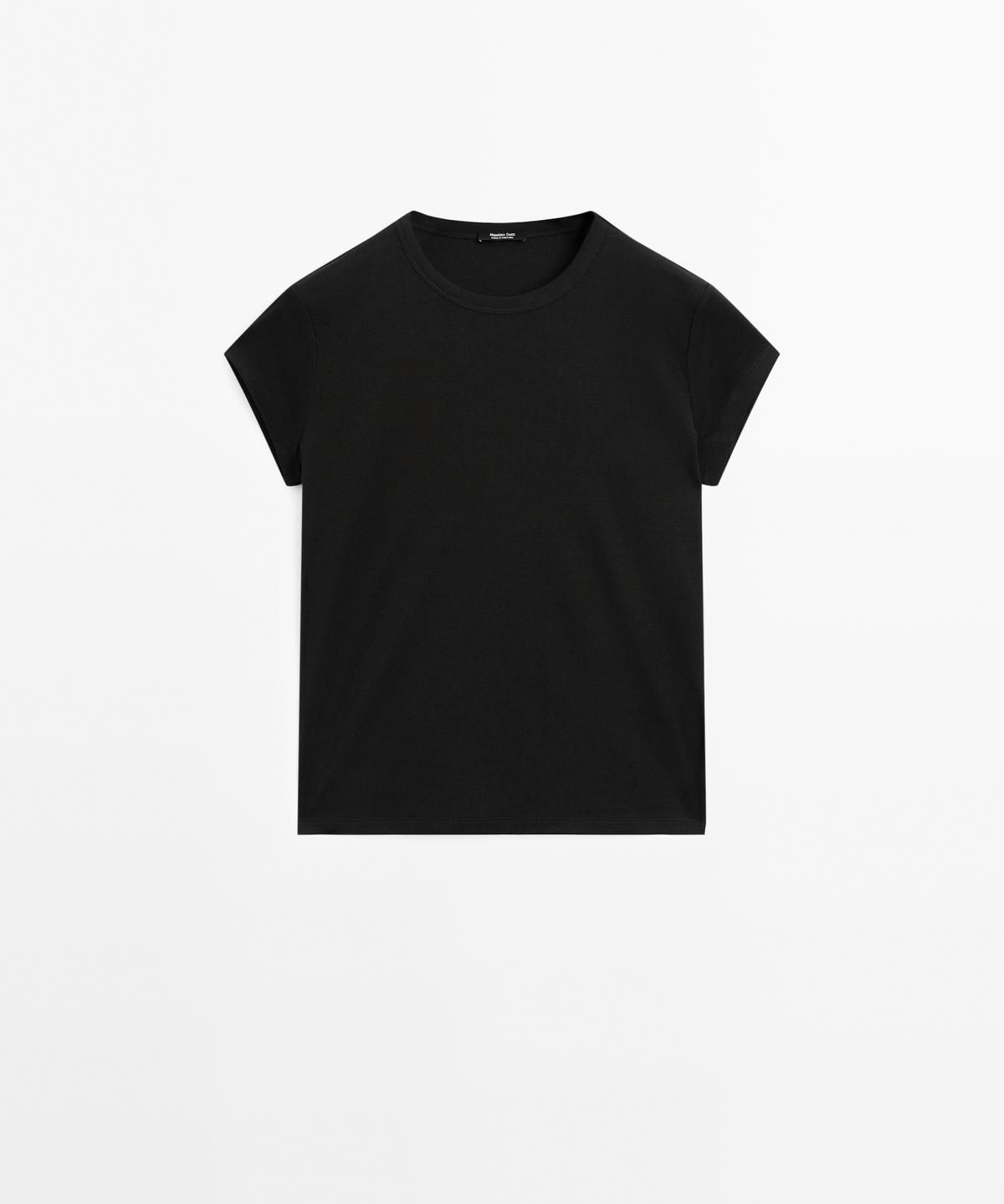 마시모두띠(MASSIMO DUTTI) 100% 머서라이즈드 코튼 반팔 티셔츠
