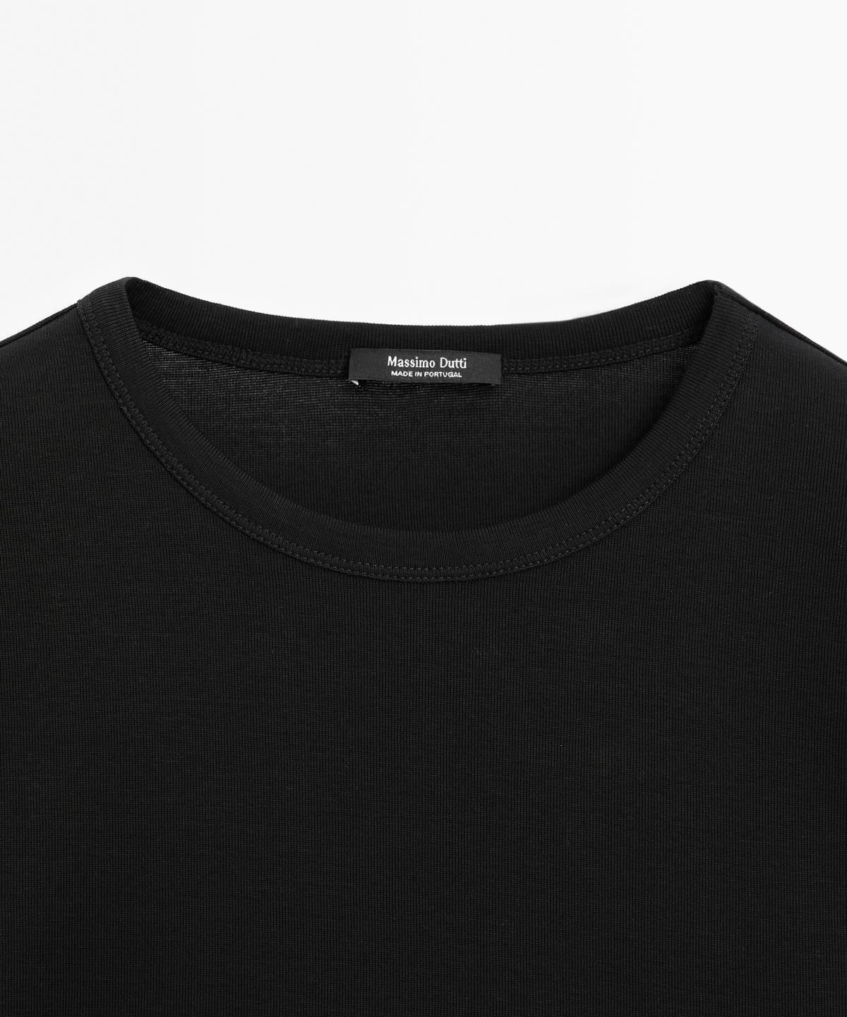 마시모두띠(MASSIMO DUTTI) 100% 머서라이즈드 코튼 반팔 티셔츠